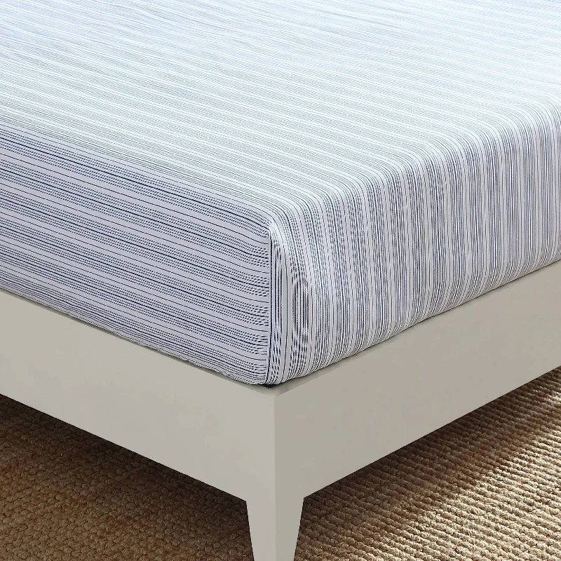 Thermal - Regulating Bamboo Sheets for All - Season ComfortNautica Beaux Striped Blue Queen Fitted Sheet