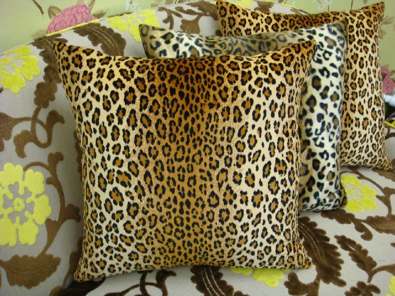 Down Alternative Pillows for Ethical ChoicesLeopard Print Throw Pillow, Velvet Gold & Brown