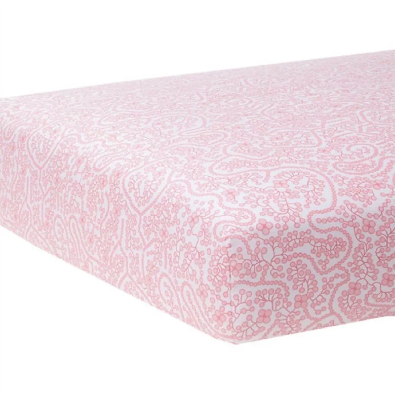 Wrinkle - Free Polyester Sheets for a Low - Maintenance BedFloral Crib Sheet In Shelby Pink