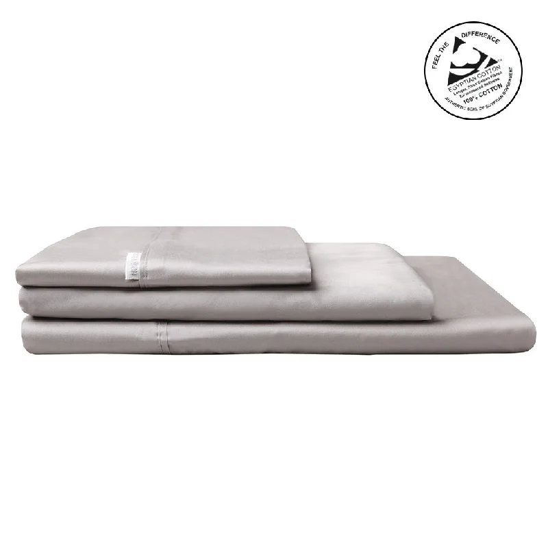 Flat Sheets with a High - Quality Finish for a Luxurious Look400TC Egyptian Cotton Sateen PEWTER Sheet Set by Logan and Mason Platinum