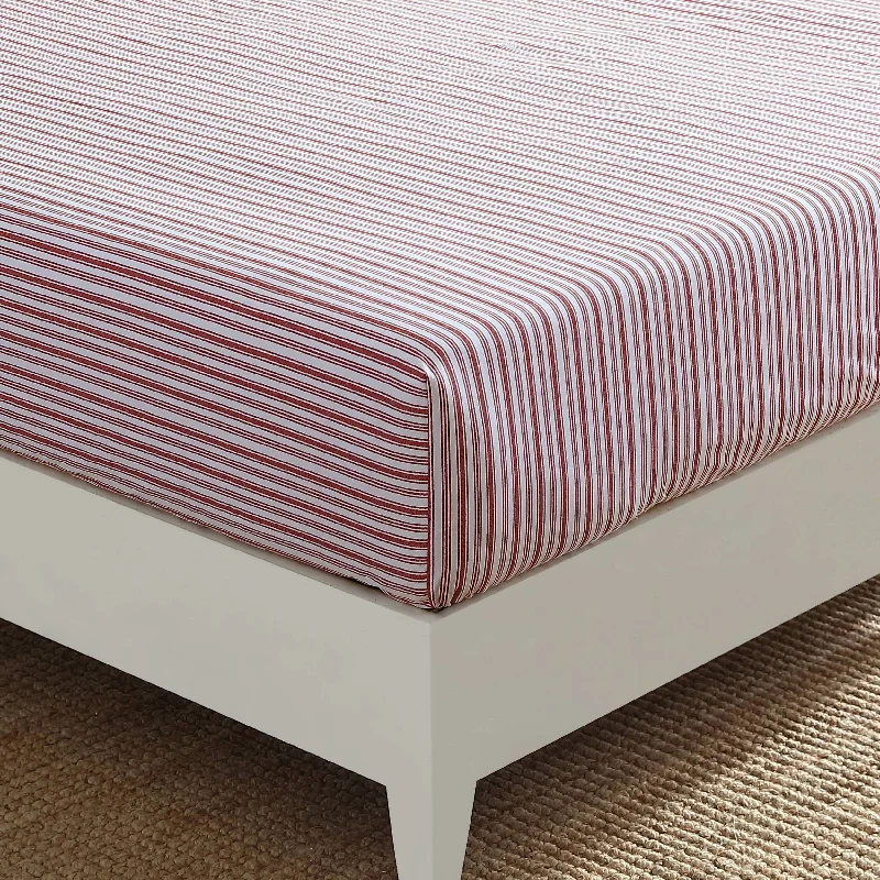 Jersey - Knit Sheets for a Comfortable and Casual BedNautica Coleridge Striped Red Full Fitted Sheet