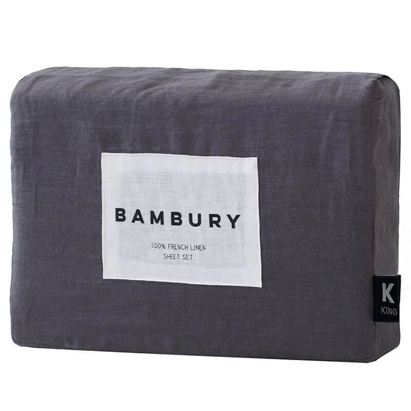 Twin - Size Sheet Sets with a Pillow ProtectorFrench Linen Sheet Set by Bambury - Charcoal