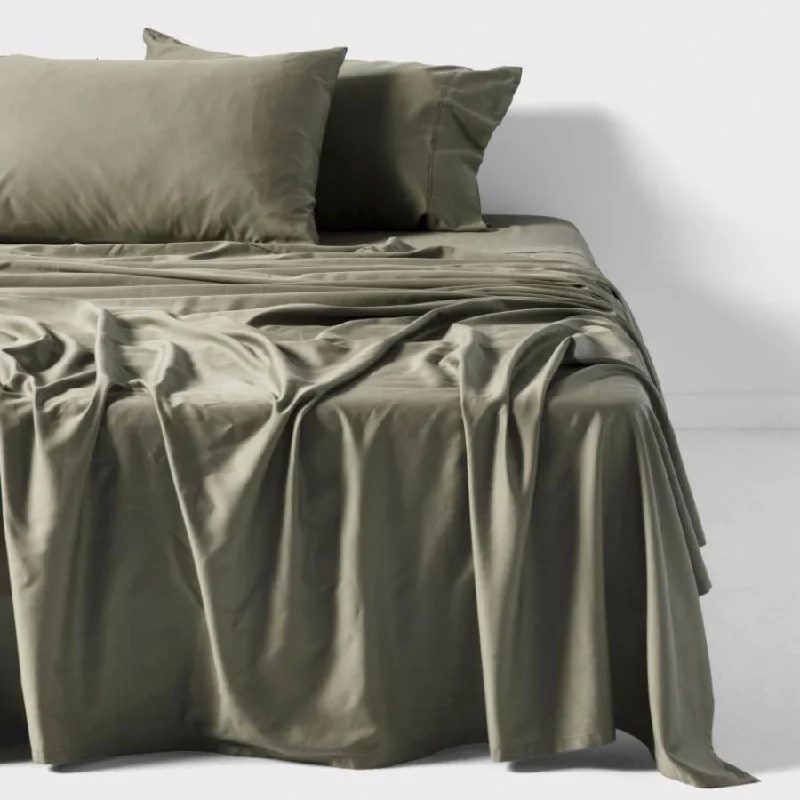 Moisture - Wicking Cotton Sheets for a Dry and Comfortable SleepNara Bamboo Cotton 400TC Sheet Set MOSS by LINEN HOUSE