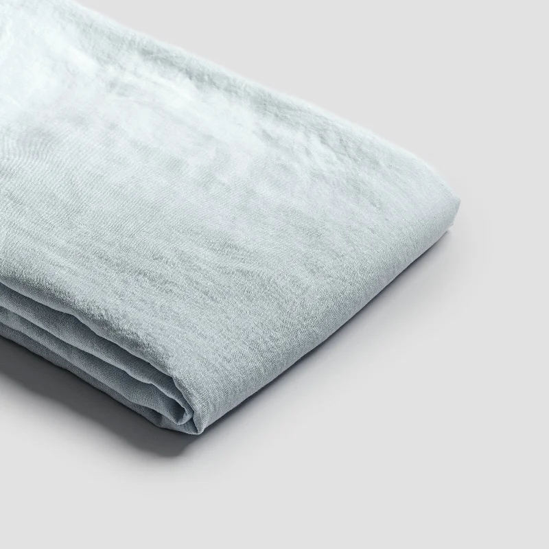 Thermal - Regulating Bamboo Sheets for All - Season ComfortLake Blue Linen Flat Sheet