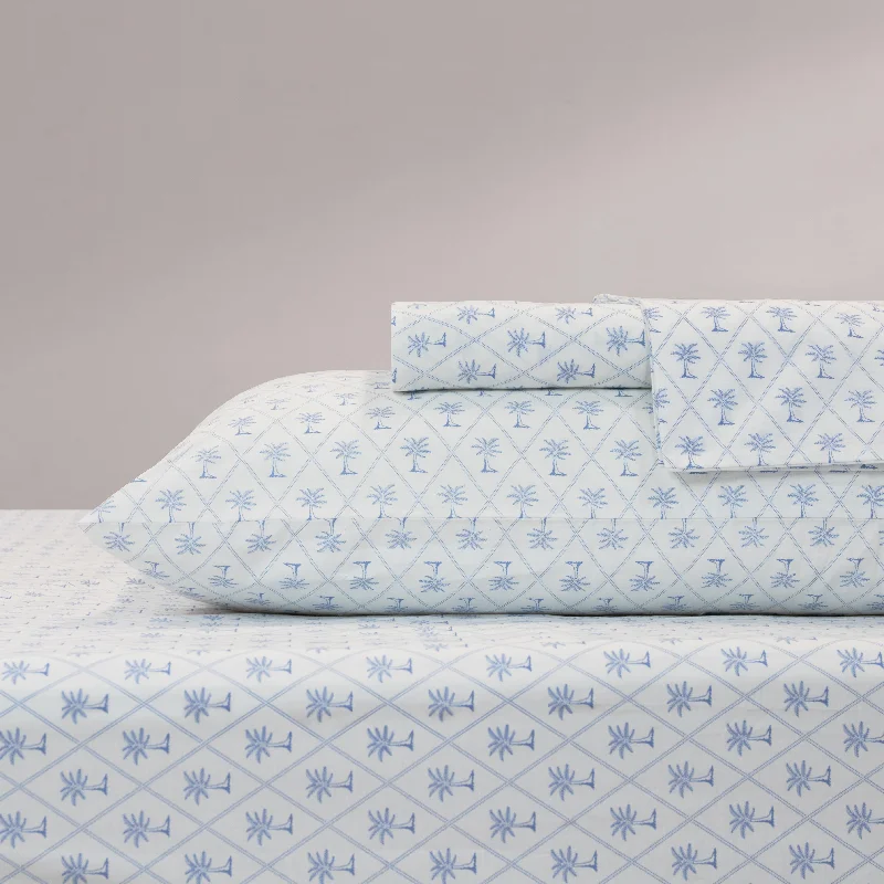 Rayon - Cotton Sheets for a Breathable and Soft BlendDiamond Palm Breeze Blue Sheet Set by Tommy Bahama