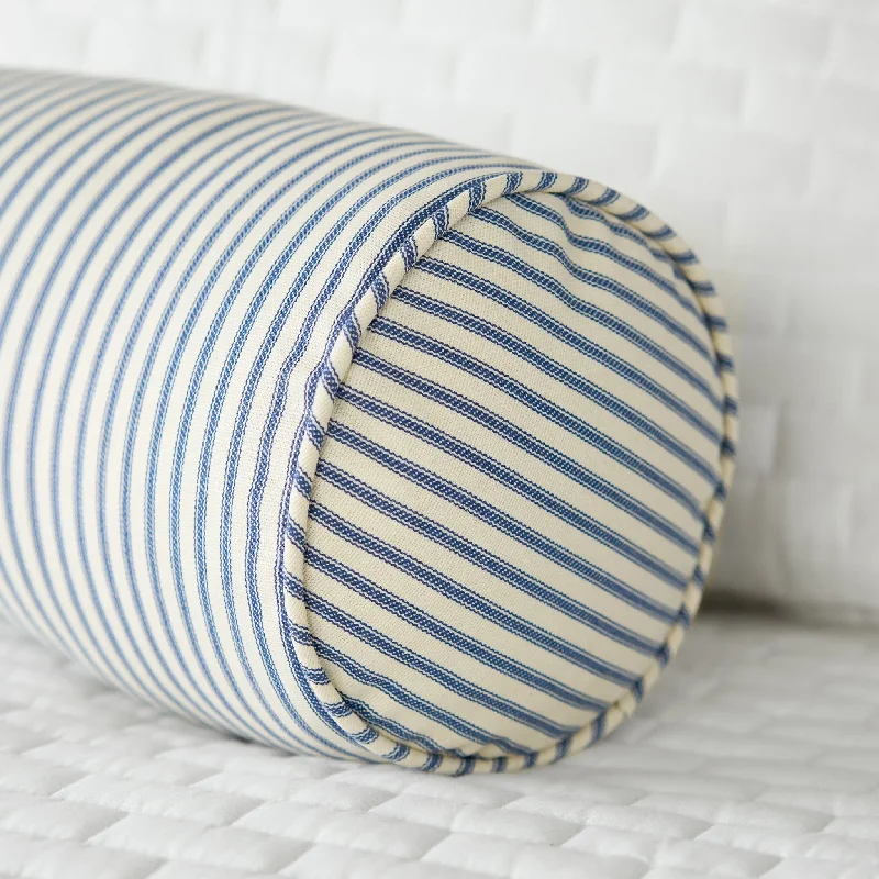 Cotton Pillows for Natural ComfortNavy Blue Ticking Stripe Bolster Pillow