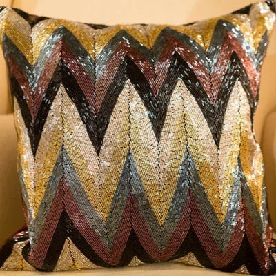 Square Pillows for Modern Home DecorChevron Multi Stripe Pillow - Sabira Collection