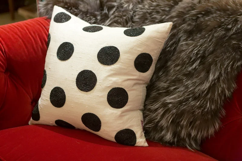 Plush Pillows for a Cozy BedHarlequin Polka Dot Black On White - Sabira Collection