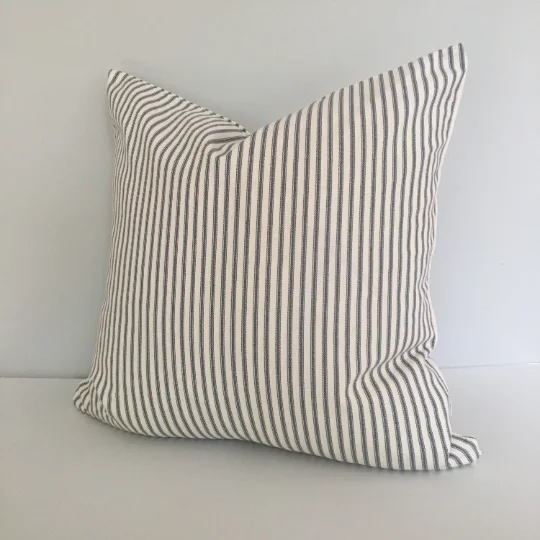 Kids Pillows with Fun DesignsGray Ticking Stripe Throw Pillow Cover 6 Sizes Available