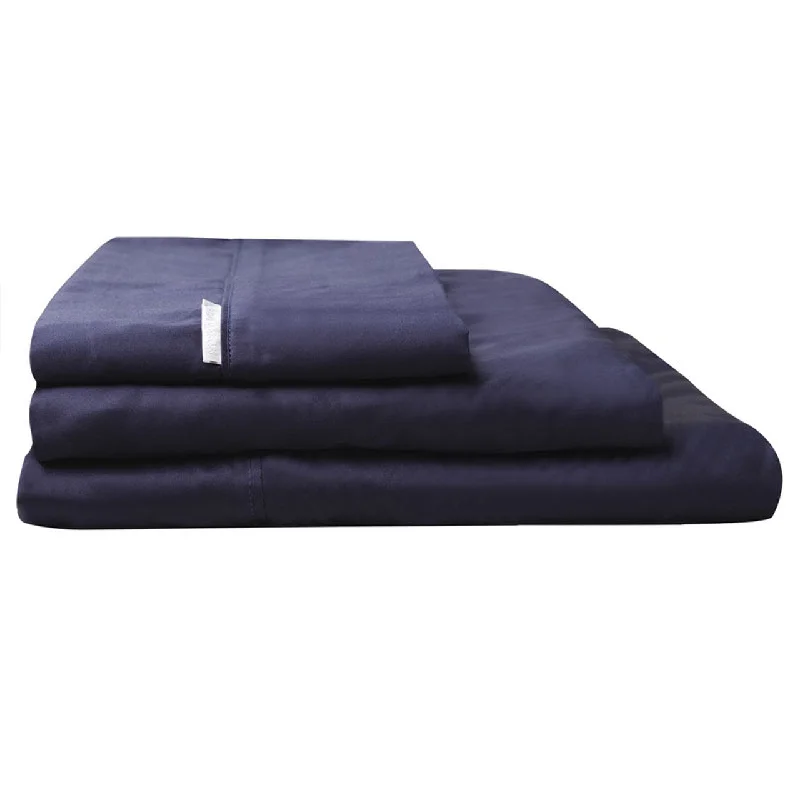 Rayon - Cotton Sheets for a Breathable and Soft Blend400TC Egyptian Cotton Sateen NAVY Sheet Set by Logan and Mason Platinum