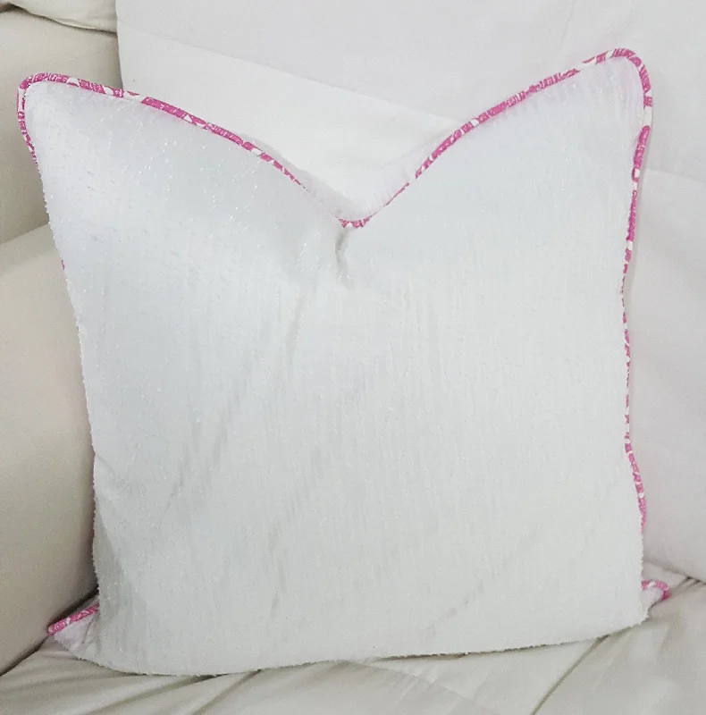 Bolster Pillows for Sofa DecorationNorth Pom Pom Pillow with pink piping, Kids' Decorative Pillows