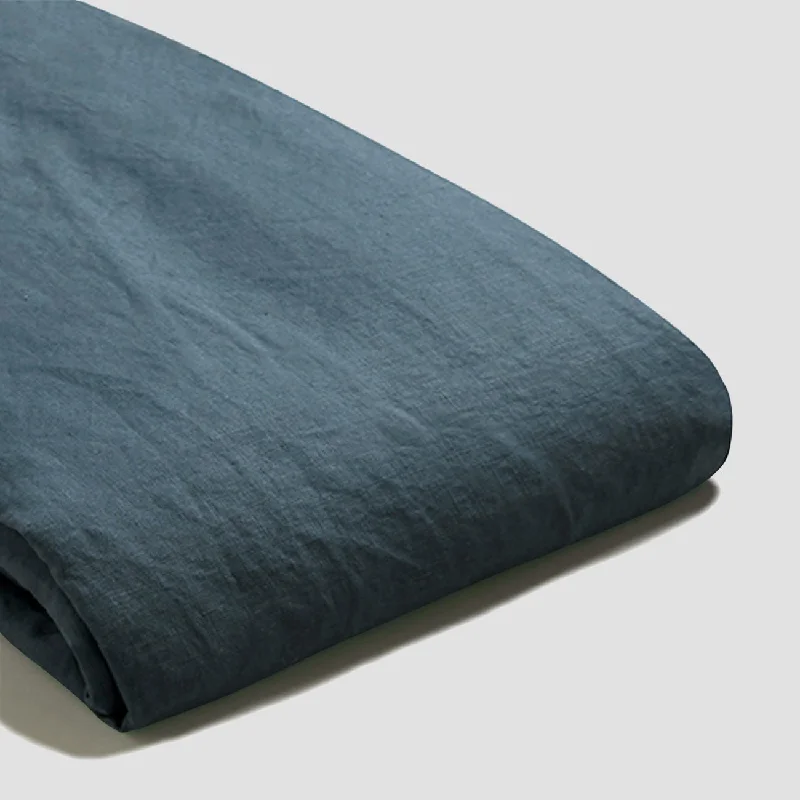 Twin - Size Sheet Sets with a Pillow ProtectorDeep Teal 100% Linen Flat Sheet