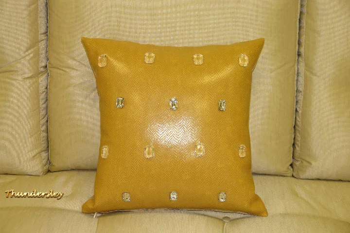 Bolster Pillows for Sofa DecorationThe Milan Throw Pillow, Fawn Faux Leather 18 x 18 READY TO SHIP