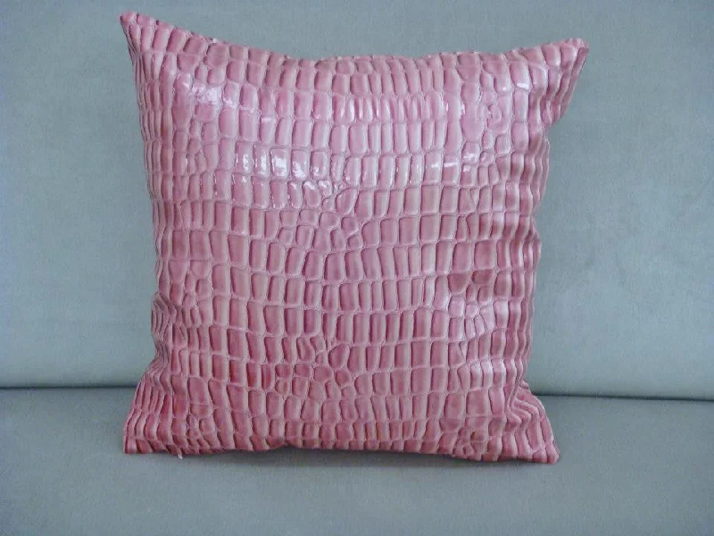 Square Pillows for Modern Home DecorFaux Leather Throw Pillow Cover, Pink