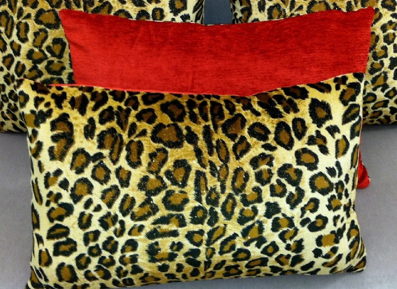 Memory Foam Pillows for Neck SupportAnimal Print Throw Pillow, Leopard & Red Velvet, Lumbar