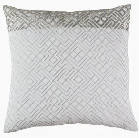 Bolster Pillows for Sofa DecorationSilver Embroidered Pillow With Silver Beads - Callisto Home