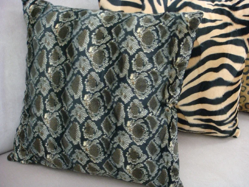 Memory Foam Pillows for Neck SupportPython Throw Pillow, Faux Fur Color Brown/Grey/Black