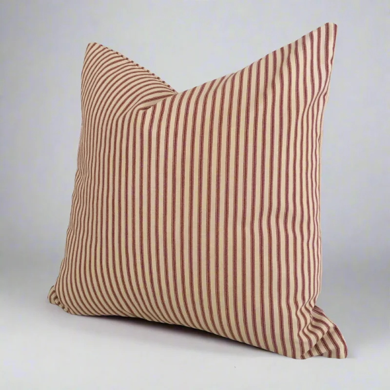 Silk Pillows for Smooth Skin and HairRed Ticking Stripe Throw Pillow Cover 9 Sizes Available Made in USA