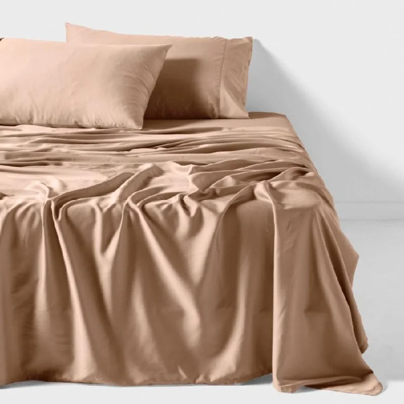 Jersey - Knit Sheets for a Comfortable and Casual BedNara Bamboo Cotton 400TC SHEET SET Clay by LINEN HOUSE