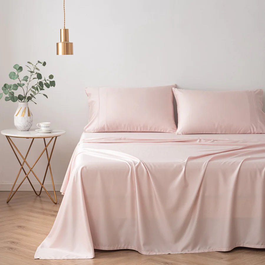 Hypoallergenic Silk Sheets for Sensitive SleepersMadeleine Hotel Linen Bamboo Cotton Sheets Set - Blush