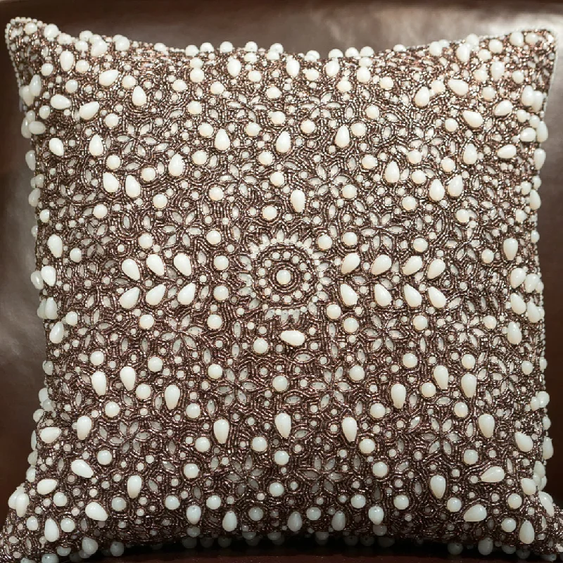 Decorative Pillows for Living Room MakeoverLight Green Opaline Floral Beading - Sabira Collection