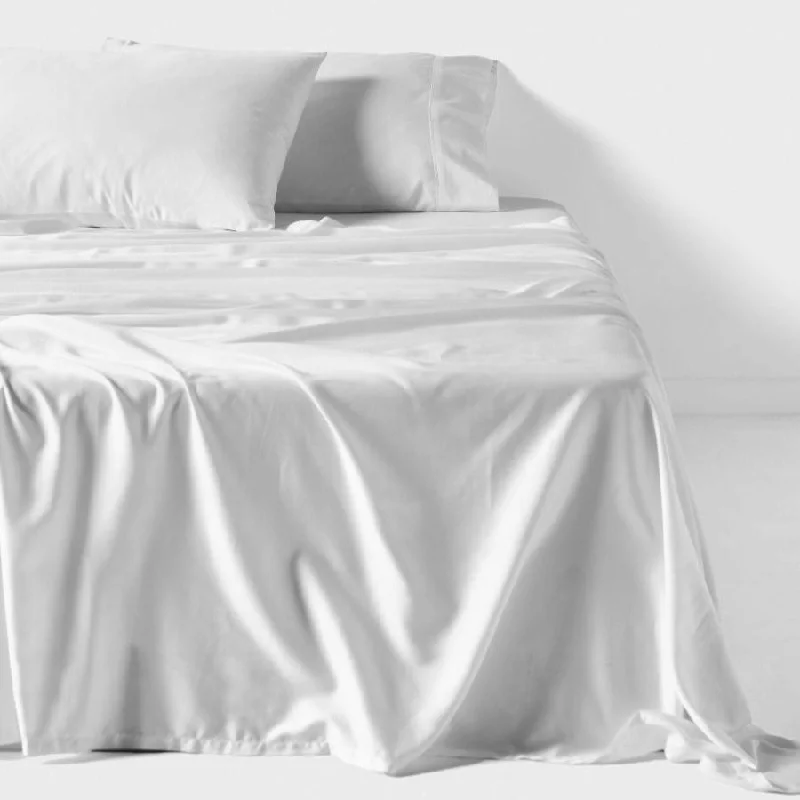 Anti - Pill Microfiber Sheets for a Smooth AppearanceNara Bamboo Cotton 400TC SHEET SET White by LINEN HOUSE