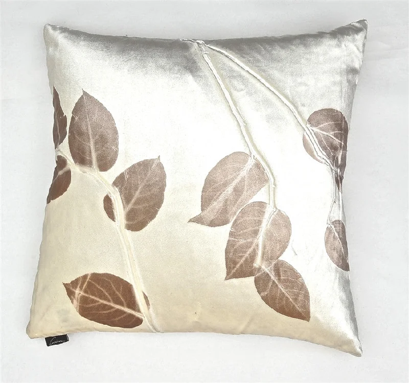 Plush Pillows for a Cozy BedSmolder Lemon Leaf on Ivoire - Aviva Stanoff Design Inc.