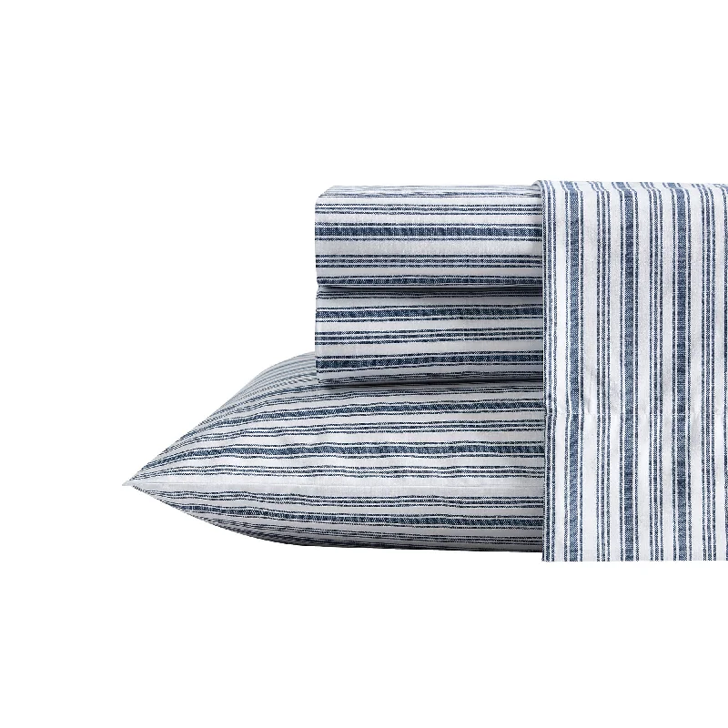 Organic Flannel Sheets for a Natural and Warm SleepNautica Coleridge Striped Blue Full Sheet Set