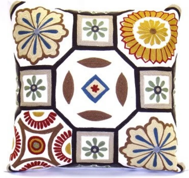 Back Support Pillows for Office ChairsWhimsy Floral Mosaic Pillow - Sabira Collection