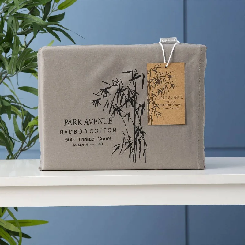 Anti - Pill Microfiber Sheets for a Smooth AppearancePark Avenue 500 Thread Count PEWTER Natural Bamboo Cotton Sheet Set