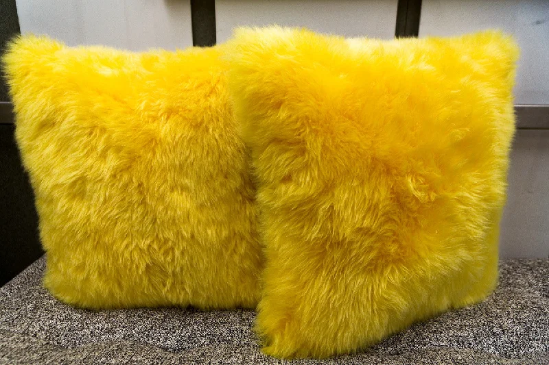 Decorative Pillows for Living Room MakeoverLong Wool Yellow Pillow 20" x 20" - Auskin