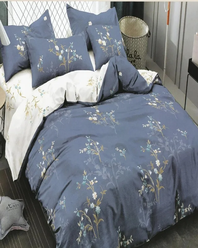 High - end luxury duvet covers for a top - tier sleep experienceAlrick Blue & Printed Bedsheet Set