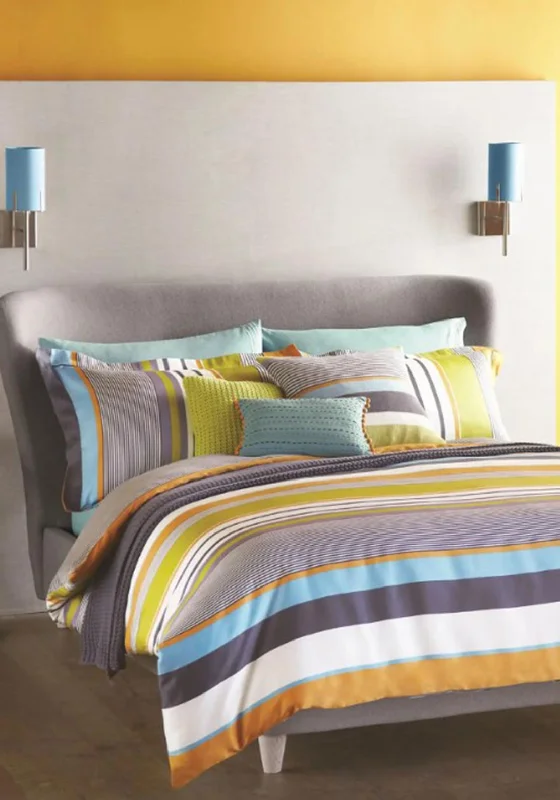 Organic cotton duvet covers for a chemical - free and eco - friendly optionHarlequin Bali Stripe Double Duvet Set, Charcoal