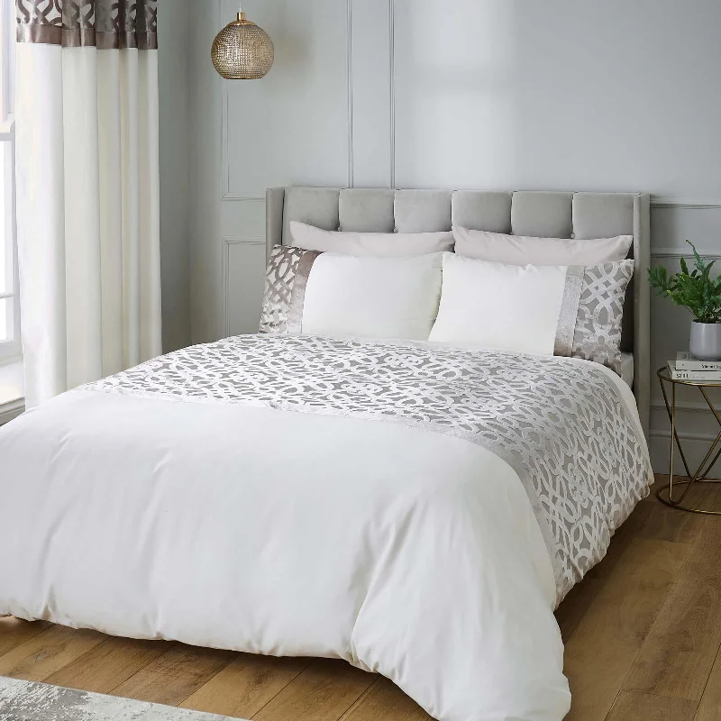 Dry - clean - only duvet covers with high - end materials and delicate designsLattice Cut Velvet Duvet Cover Set Natural