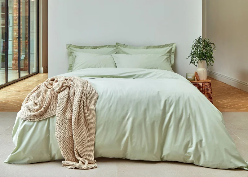 Affordable duvet covers for those on a tight budgetChristy "200TC Organic" Plain Dyed Sheets & Duvet Covers in Sage Green