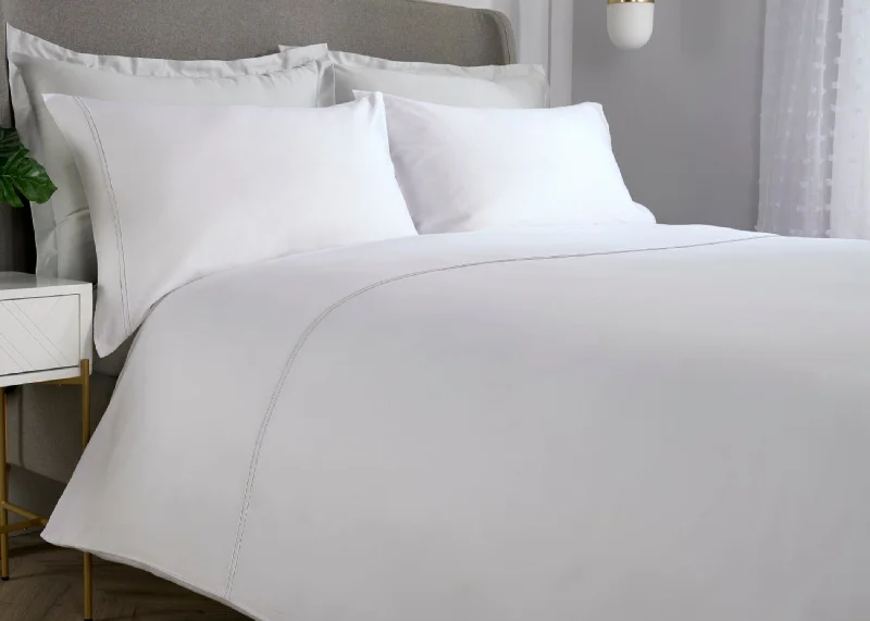 Guest - room duvet covers to make visitors feel welcome and comfortableChristy "Franklin" Duvet Cover Sets in White with White Embroidery