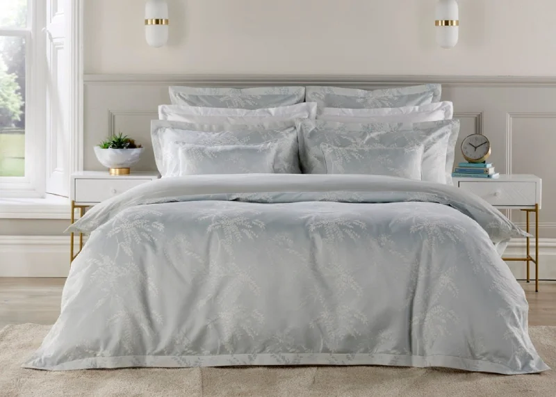 Duvet covers that work well with memory - foam mattresses for added comfortChristy "Holkham" Jacquard Duvet Cover Sets in Duck Egg