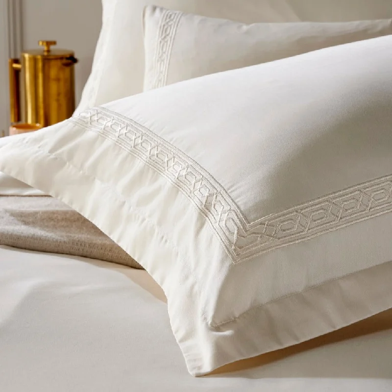 Thermal - regulating duvet covers to keep you warm in winter and cool in summerChristy "Matsuko" 300 TC Duvet Cover Sets - Cream with Cream Embroidery