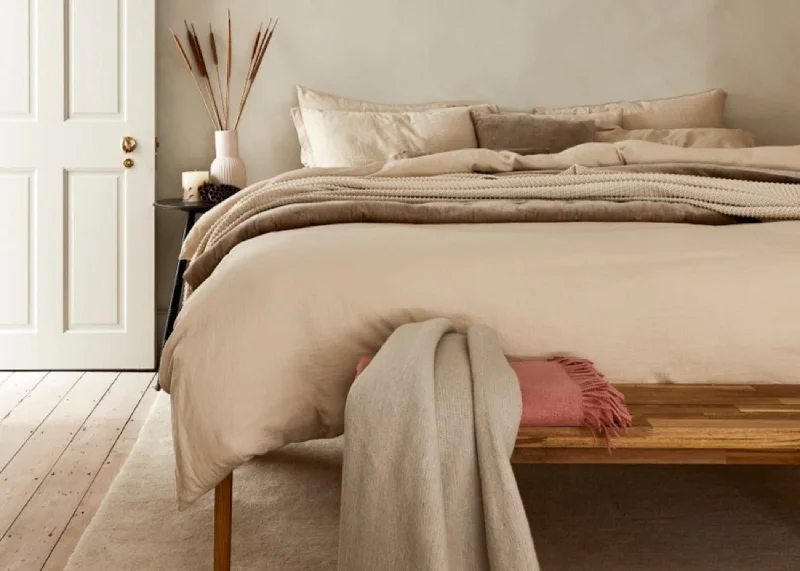 Duvet covers to match a specific bedroom color schemeChristy Organic Cotton "Retreat" Plain Dyed Sheets & Duvet Covers in Oat (Beige)