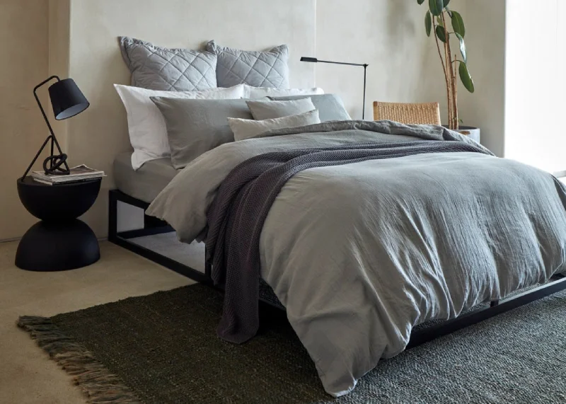 Embroidered duvet covers with intricate needlework for a luxurious touchChristy Organic Cotton "Retreat" Plain Dyed Sheets & Duvet Covers in Grey