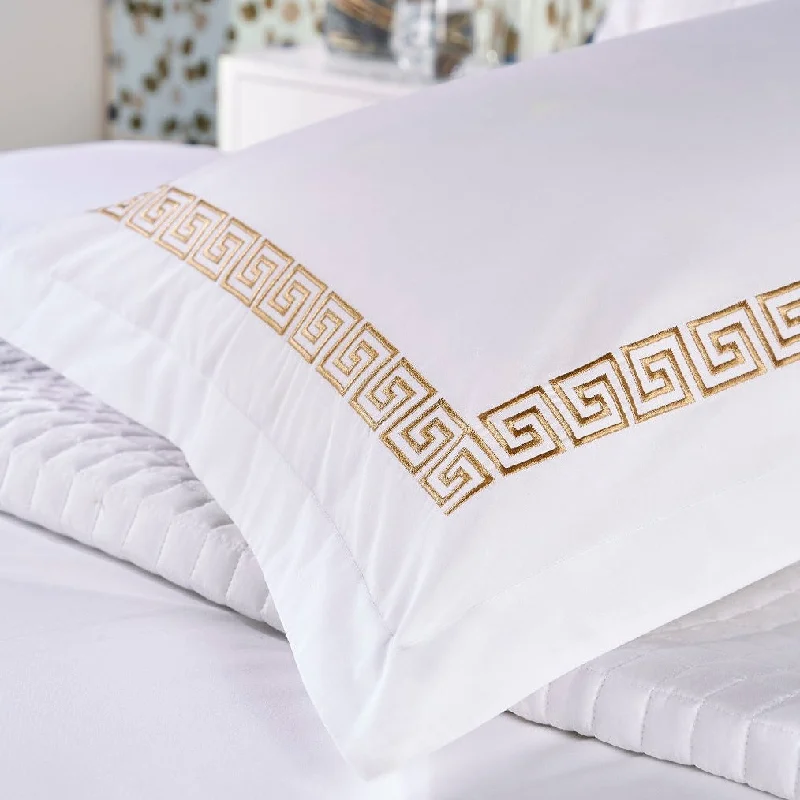 Minimalist - style duvet covers with clean lines and simple designsChristy "Verina" Duvet Cover Sets- White with Gold Embroidery