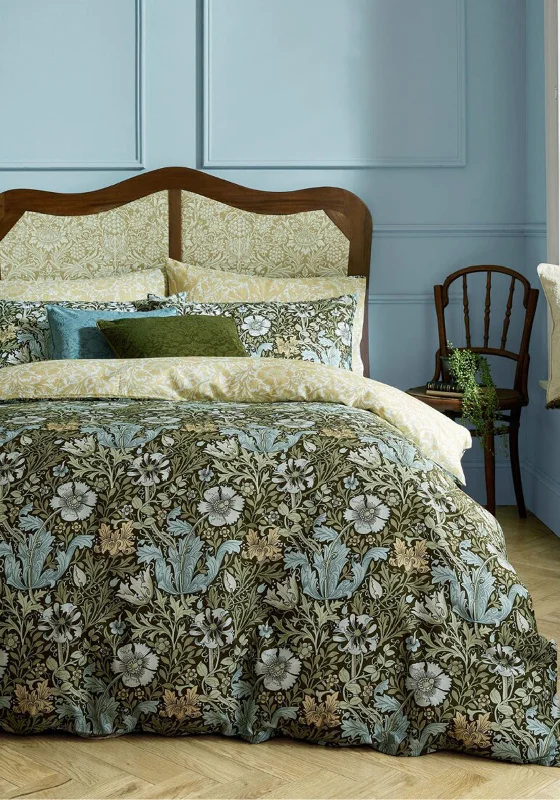 Duvet covers that work well with memory - foam mattresses for added comfortMorris & Co Compton Floral Duvet Cover Set, Olive Green