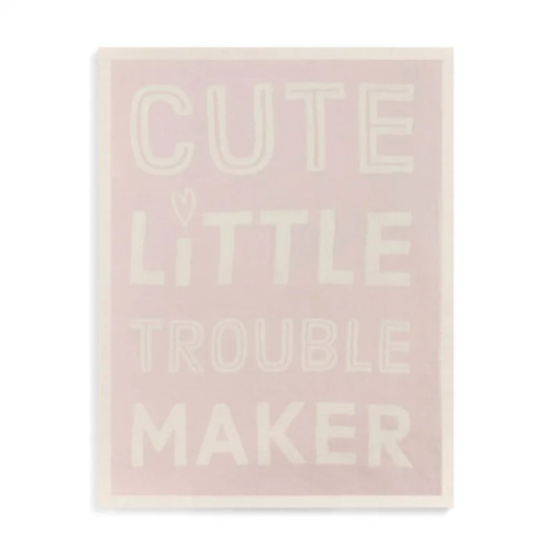 Linen blankets with a rustic and textured lookCute Little Trouble Maker Blanket In Pink