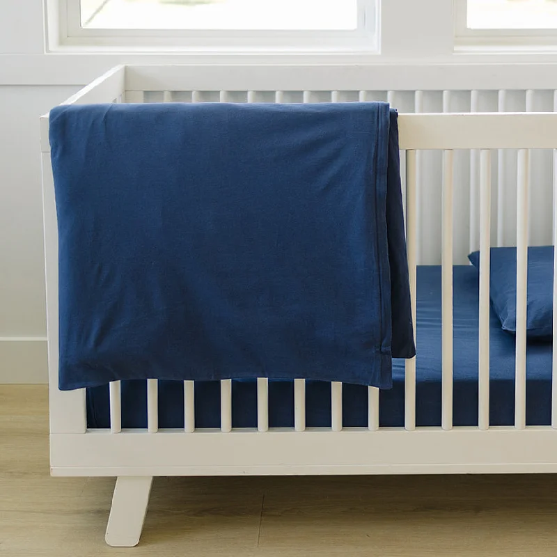 Custom - sized duvet covers to fit unique or non - standard bed framesEcolino® Duvet Cover, 100% Organic Cotton, Crib or Toddler, Navy Blue