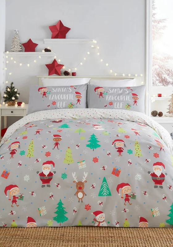 Custom - sized duvet covers to fit unique or non - standard bed framesFusion Elf and Santa Duvet Cover set, Grey