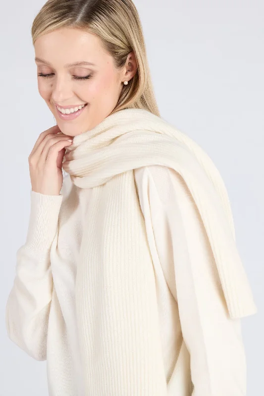 Synthetic fiber blend blankets for a budget - friendly choiceFoxford White Ribbed Cashmere Scarf