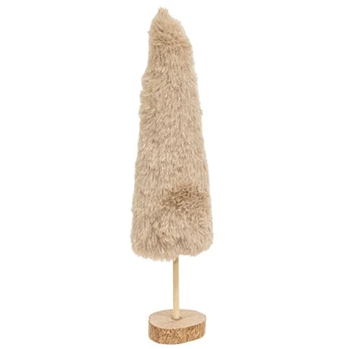 Furry Ivory Sparkle Christmas Tree 11"H