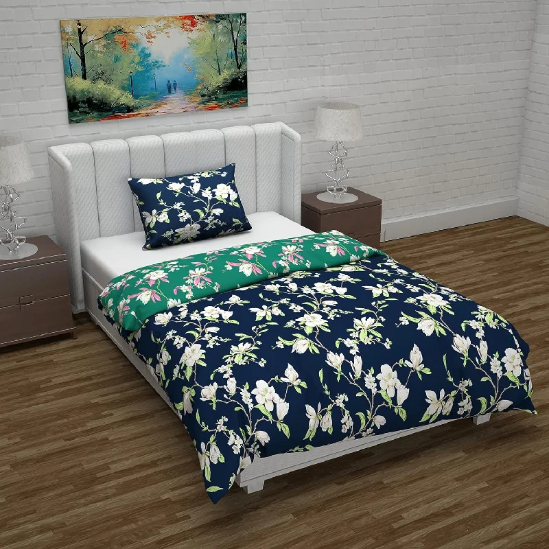 Moisture - wicking duvet covers to prevent night sweatsMicrofiber Reversible Single Bed AC Duvet Cover with 1 Pillow Cover for Comforter Green & Navy Blue