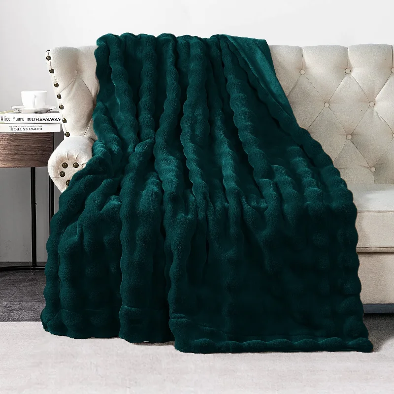 Cotton blankets for breathability and a lightweight feelHome Soft Things Bubble Textured FauxFur Throw Cozy Soft Blankets