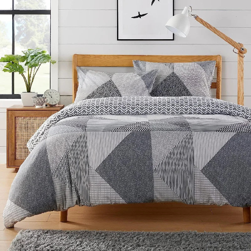 Velvet duvet covers for a plush and cozy lookJasper Grey Printed Reversible Quilted Duvet Cover Set with Button Closure in Single Double and King High-Quality Polyester by OLIVIA ROCCO